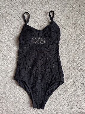 Robin Piccone Black Crochet Swimsuit